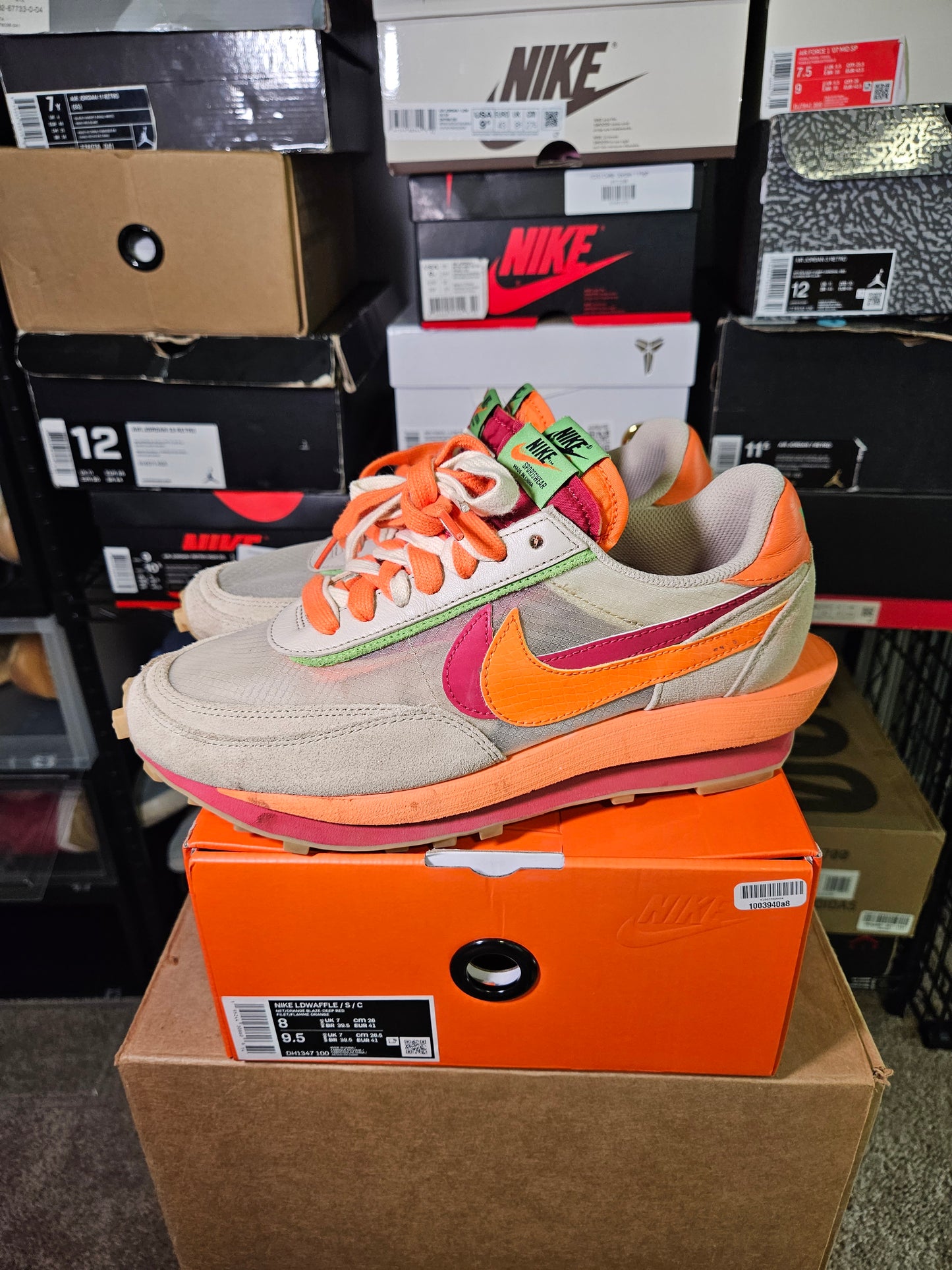 Size 8 - Sacai x Clot x LDWaffle Net Orange Blaze
