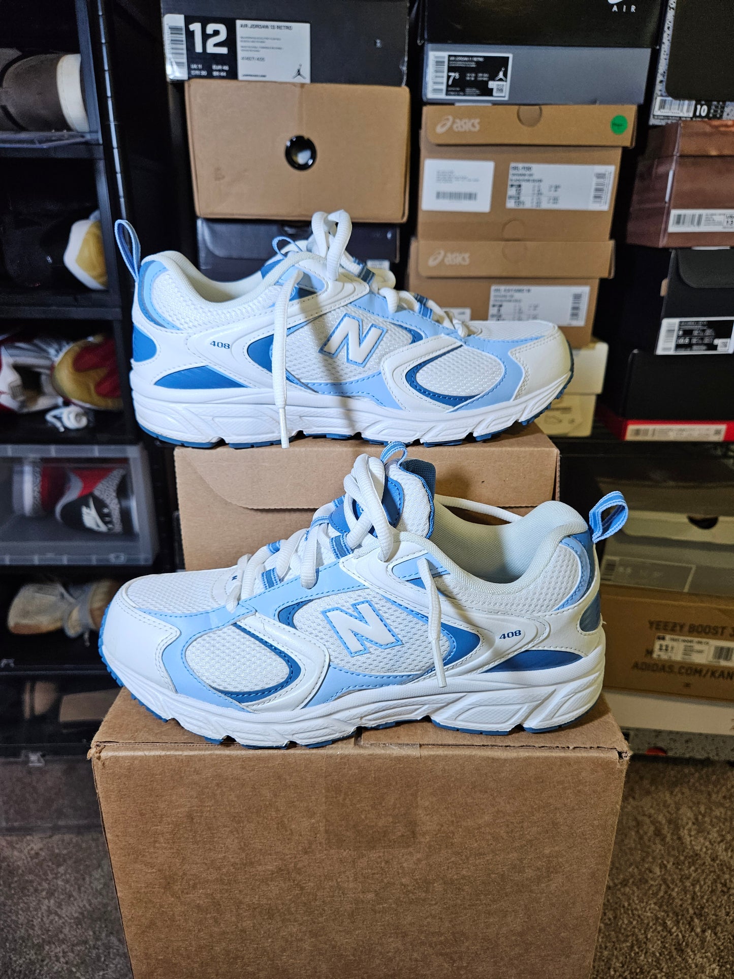 Size 8 - New Balance 408 White UNC Blue
