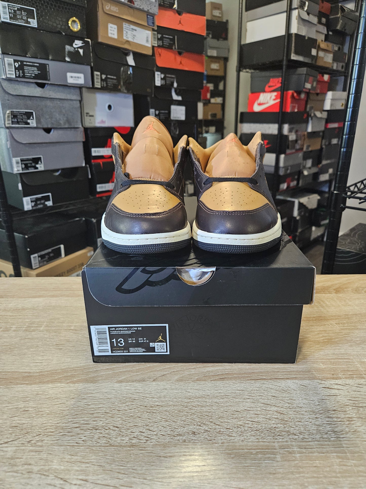 Size 13 - AJ 1 SE Low Flax Baroque Brown