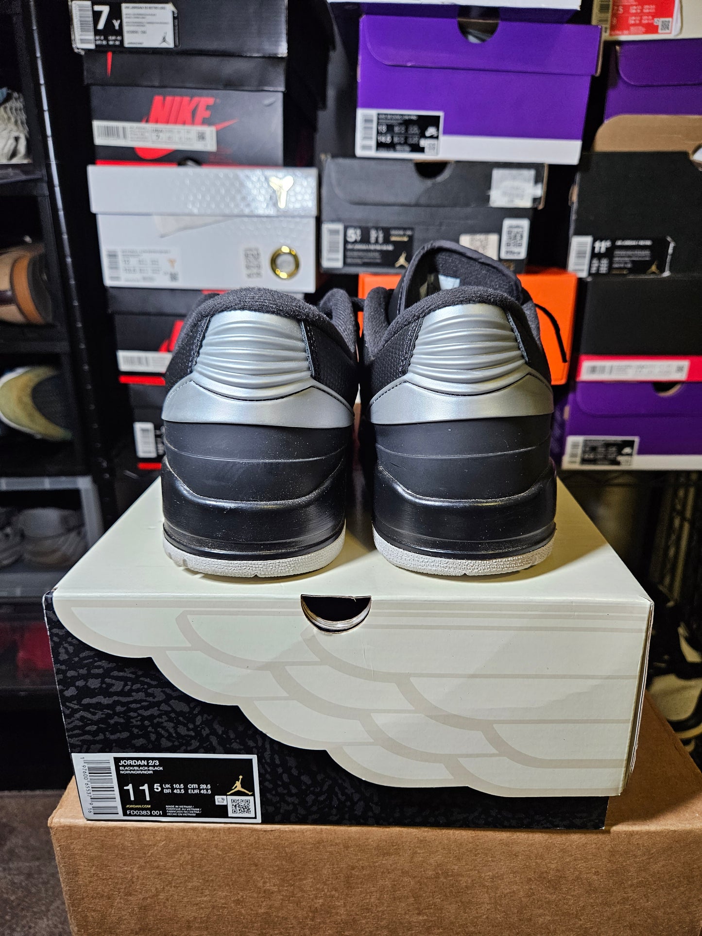 Size 11.5 - AJ 2 Low Black Metallic Silver