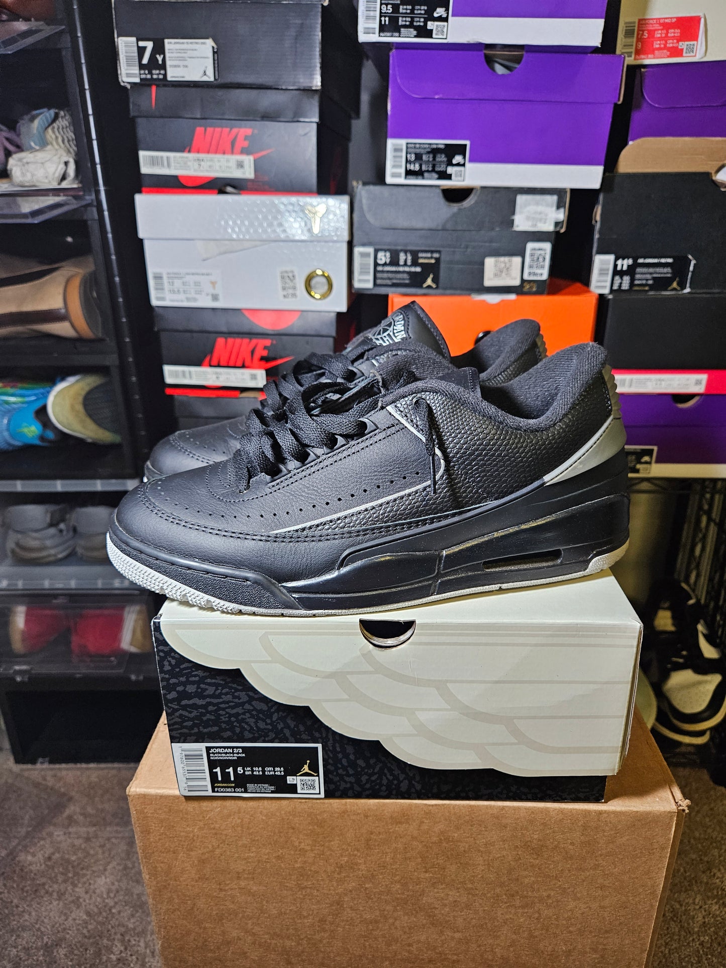 Size 11.5 - AJ 2 Low Black Metallic Silver