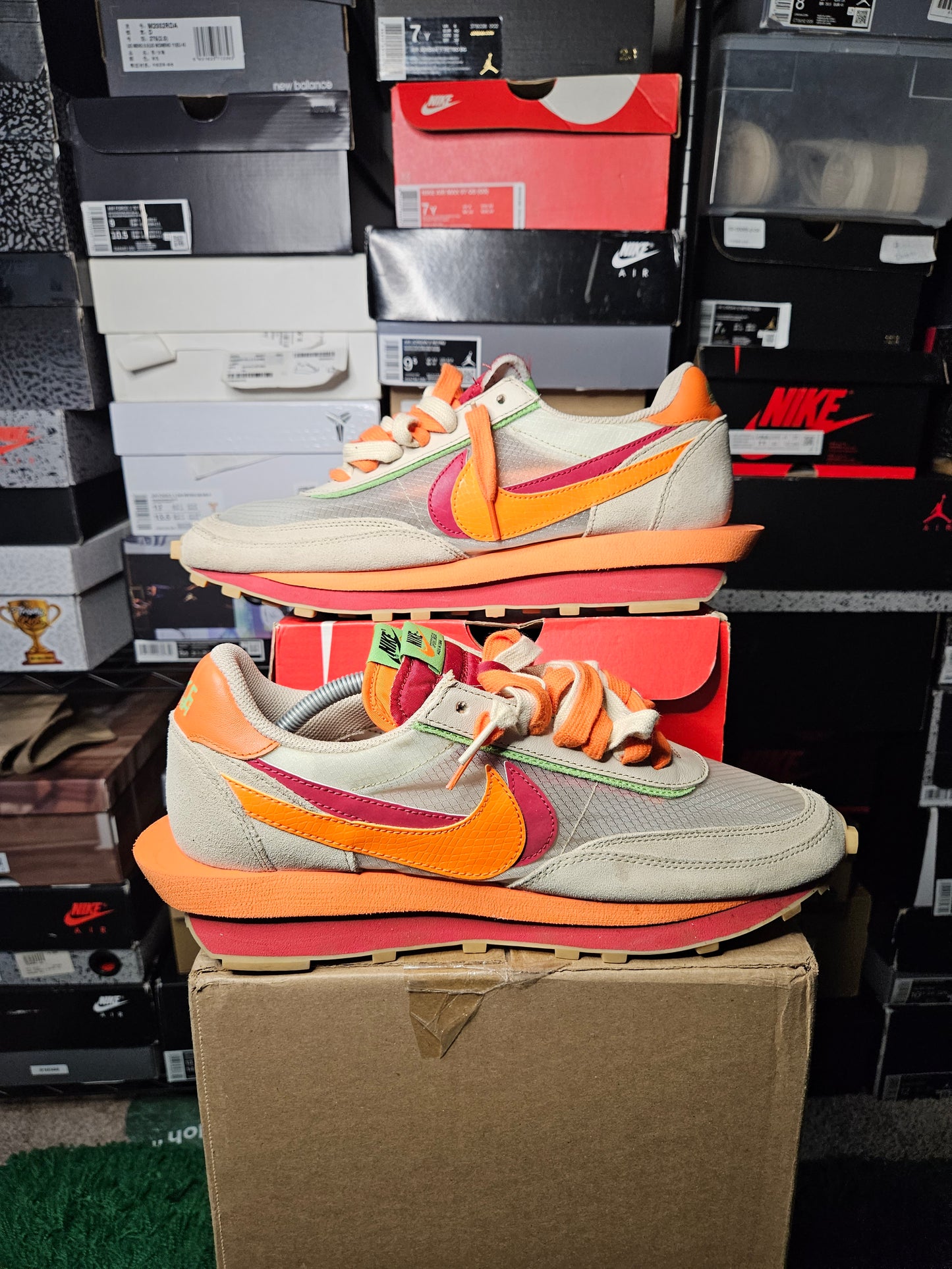 Size 11 - Sacai x Clot x LDWaffle Net Orange Blaze