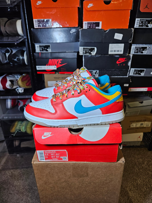 Size 9.5 - Dunk Low x LeBron James x Fruity Pebbles Red