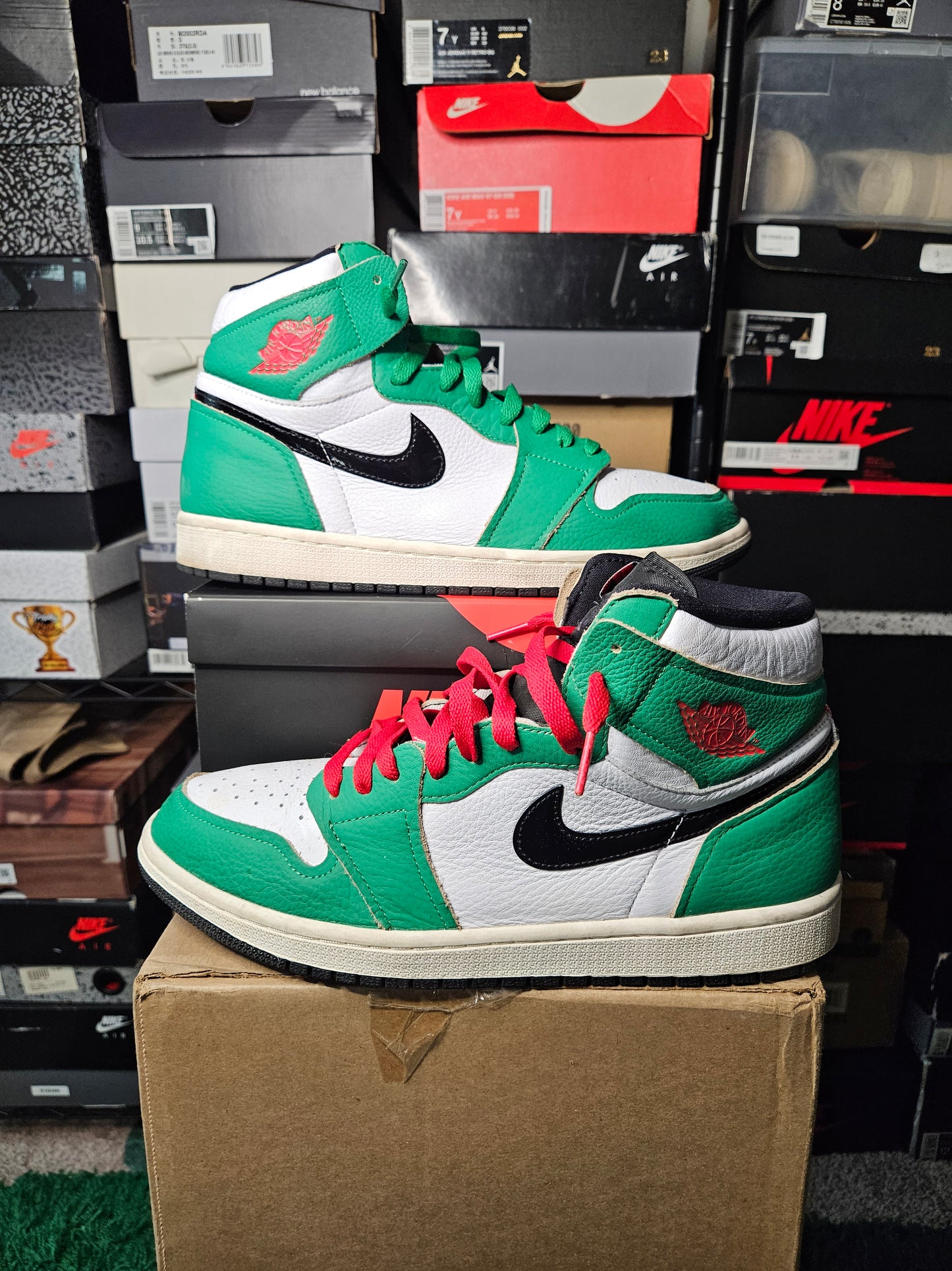 Size 12W/10.5M - AJ 1 Retro OG High Lucky Green