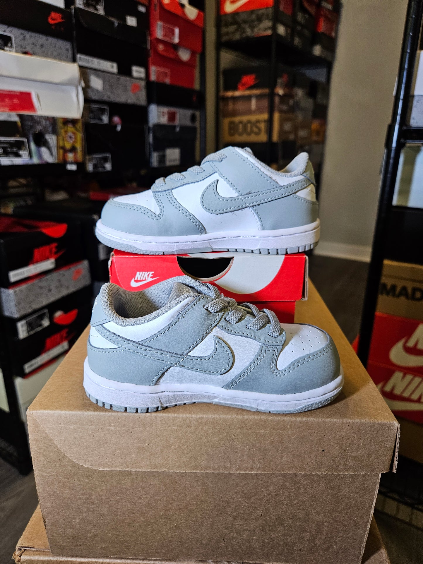 Size 8C - Dunk Low White Light Smoke Grey