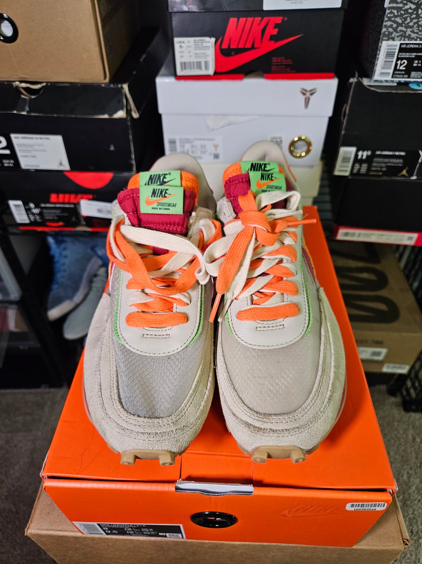 Size 8 - Sacai x Clot x LDWaffle Net Orange Blaze