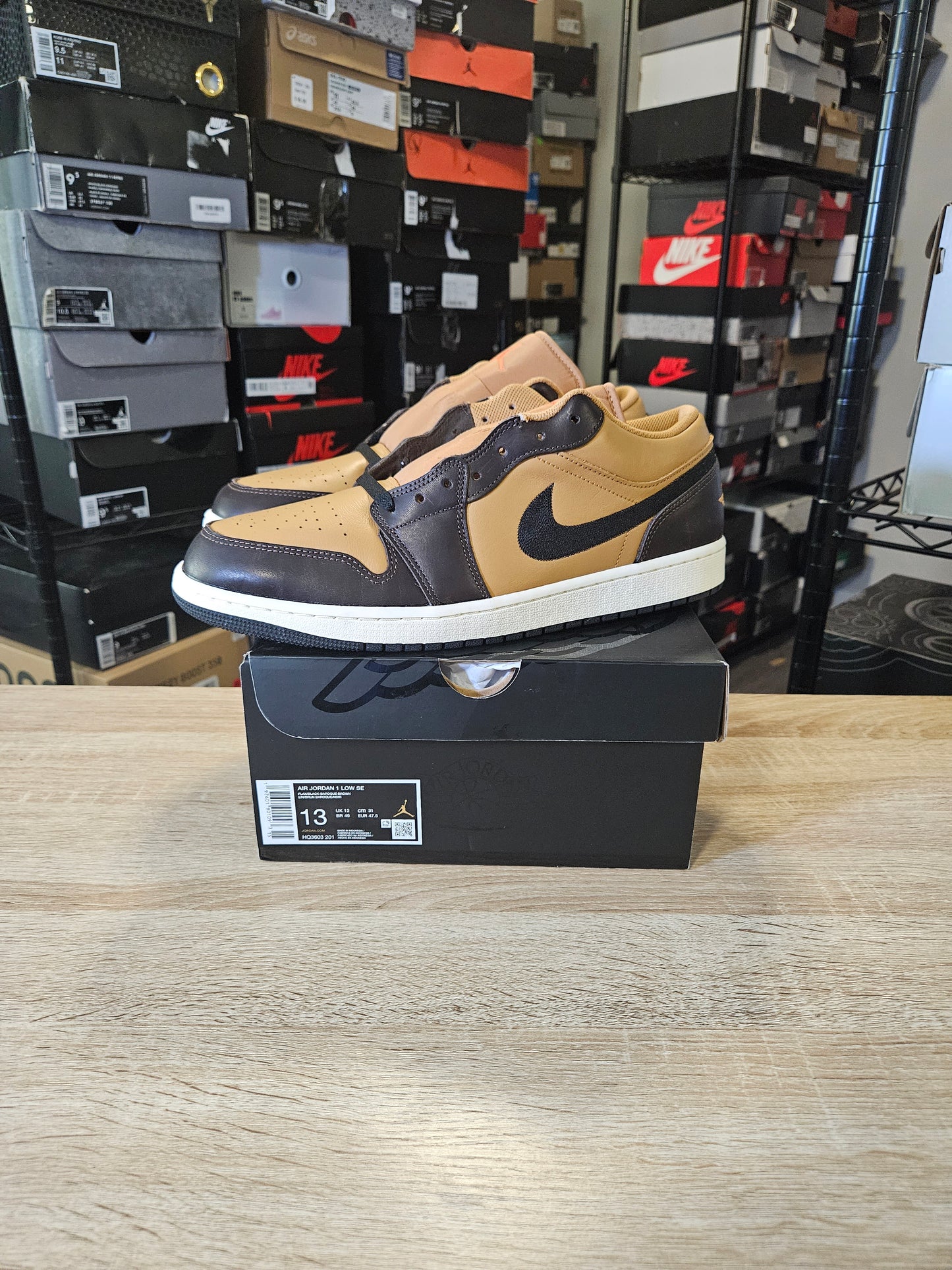Size 13 - AJ 1 SE Low Flax Baroque Brown