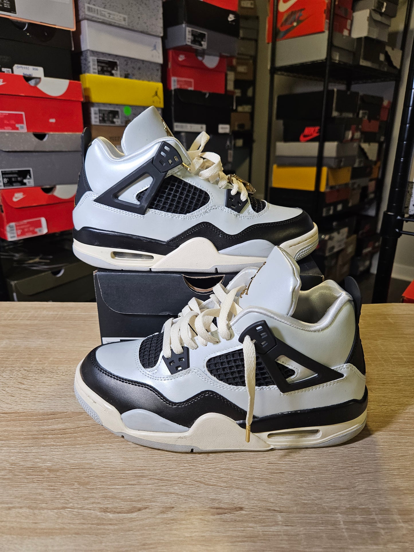 Size 7 - AJ 4 Retro Platinum Gold