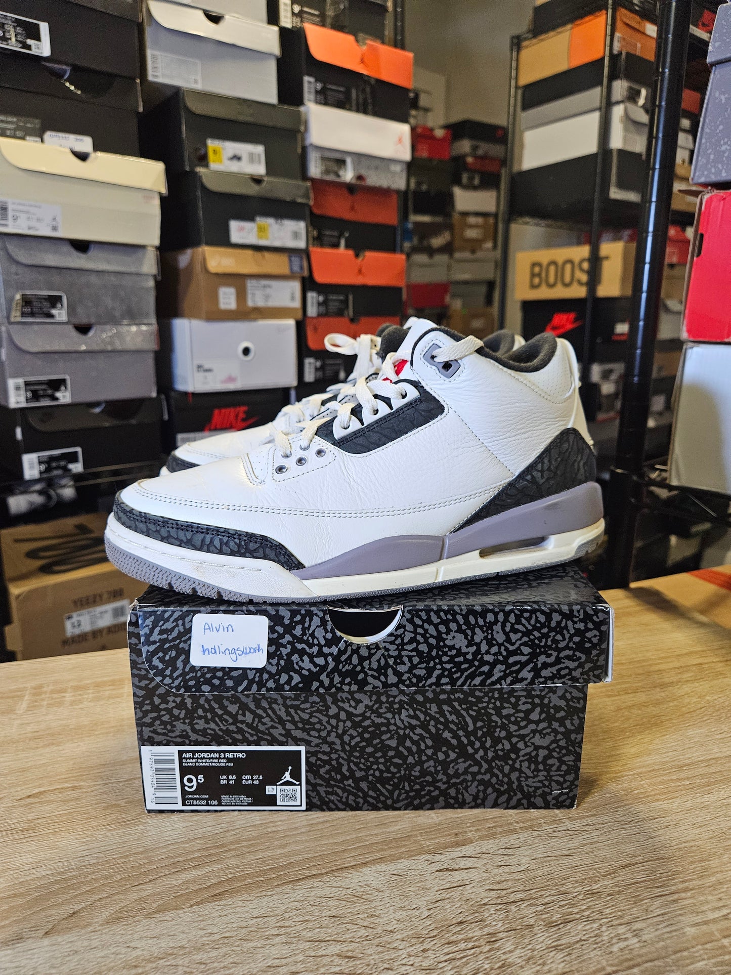 Size 9.5 - AJ 3 Retro Cement Grey