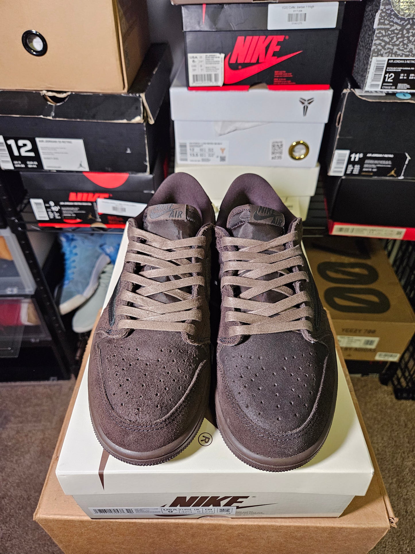 Size 9 - Travis Scott AJ 1 Retro OG SP Low Velvet Brown