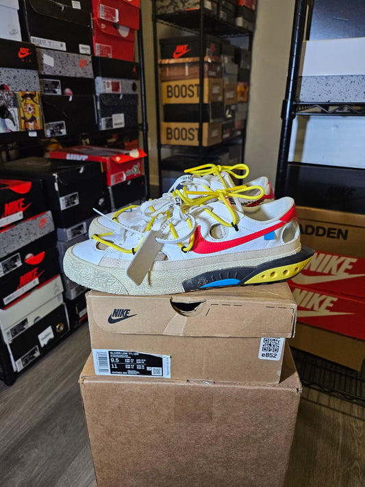 Size 9.5 - Off-White x Blazer Low White University Red