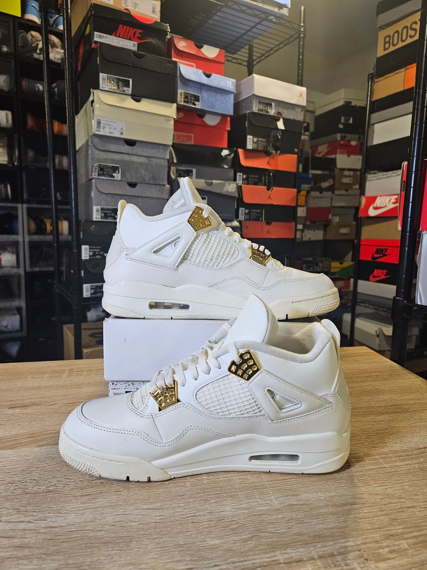 Size 12W - AJ 4 Retro Metallic Gold