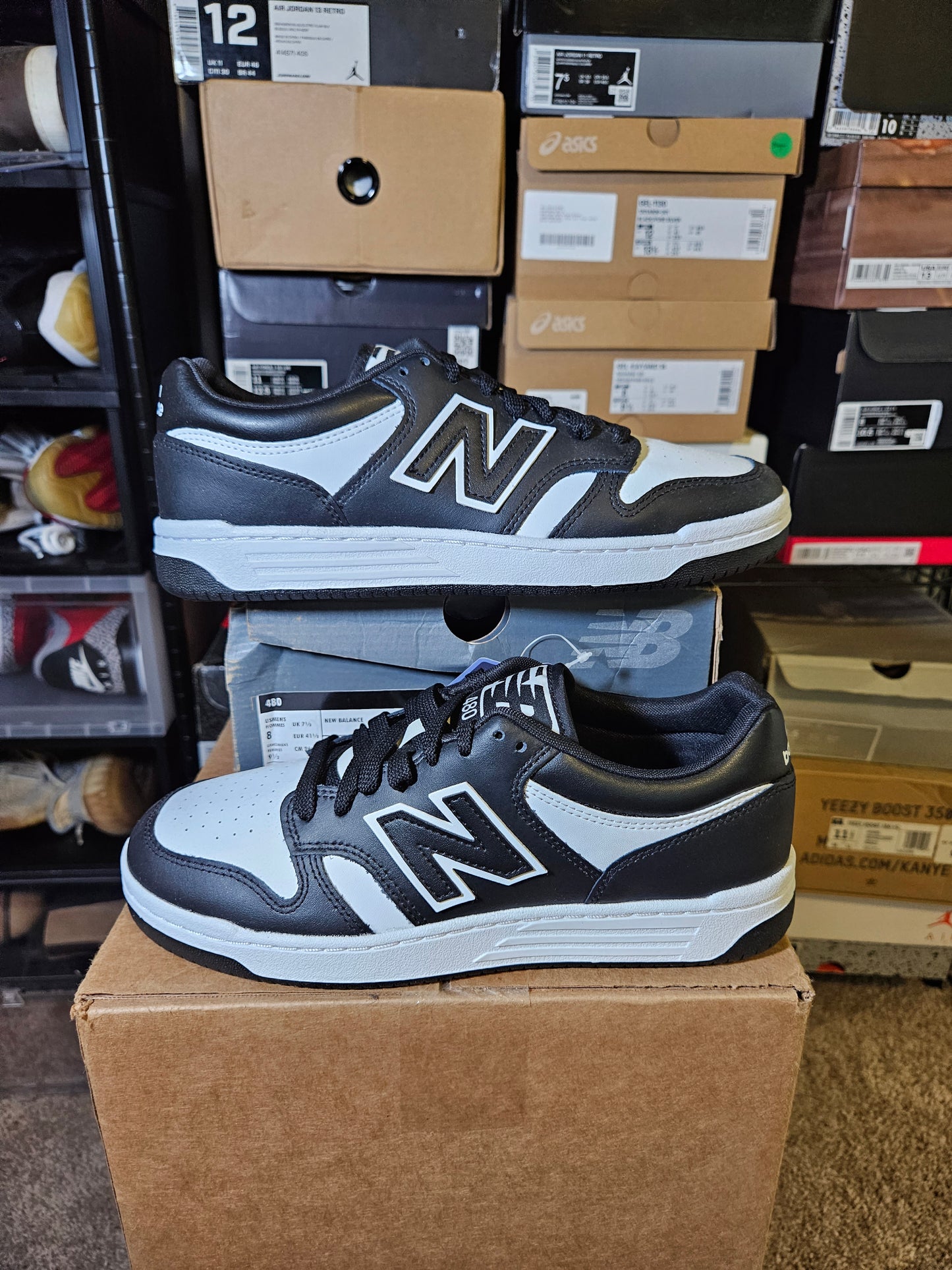 Size 8 - New Balance 480 White Black