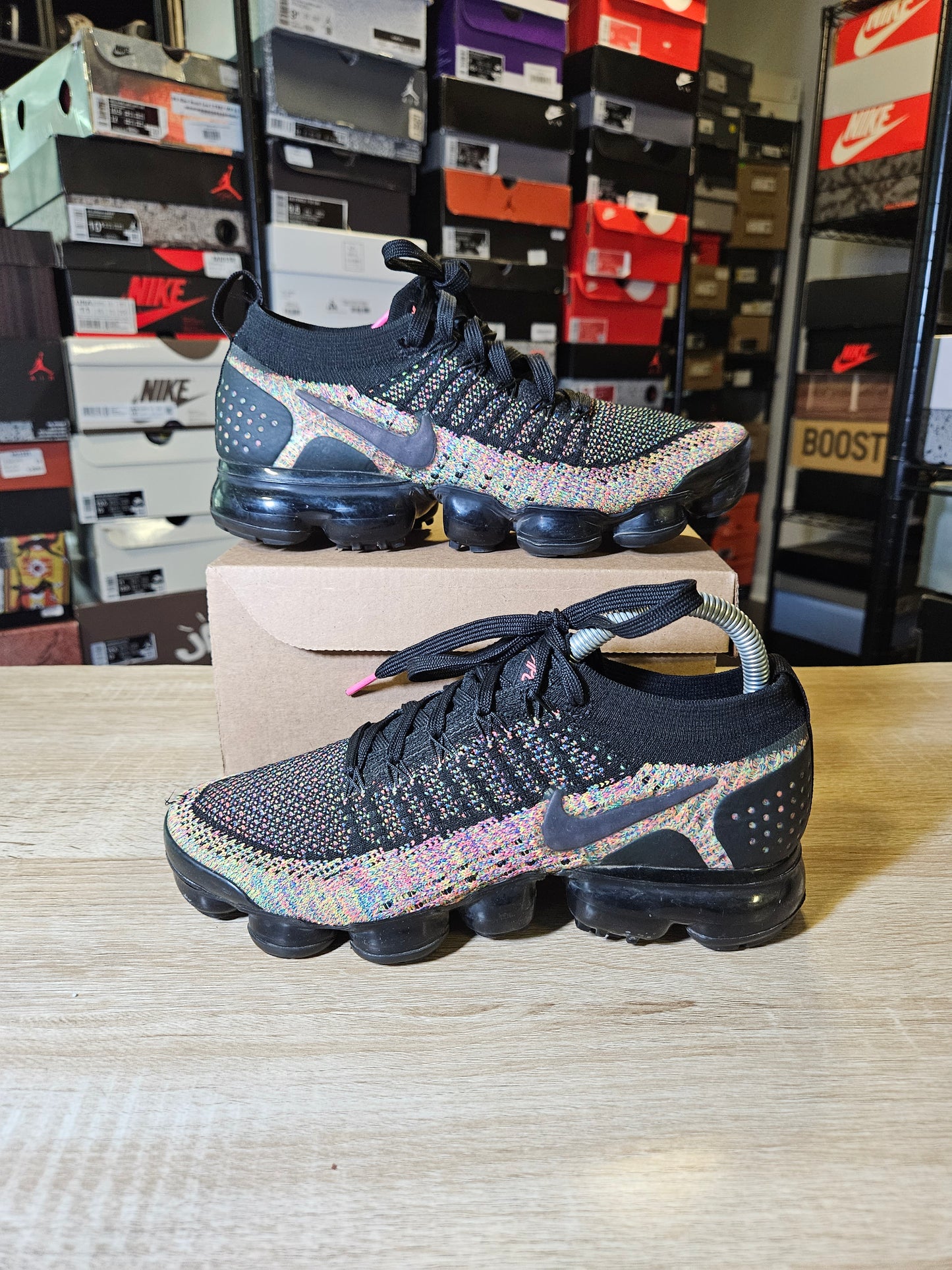 Size 7.5W/6M - Air VaporMax Flyknit 2 Black Multicolor