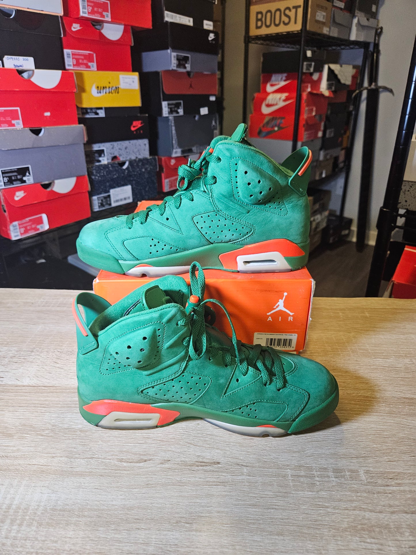 Size 8.5 - AJ 6 Retro NRG Green Suede Gatorade