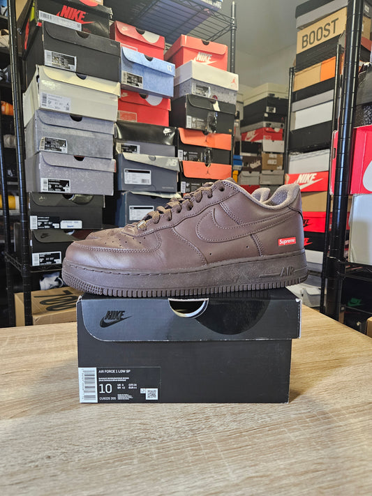 Size 10 - Supreme x Air Force 1 Low Box Logo - Baroque Brown