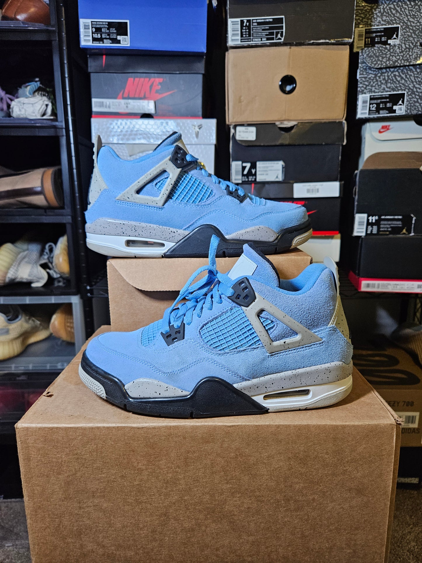 Size 7 - AJ 4 Retro Black Tech Grey University Blue
