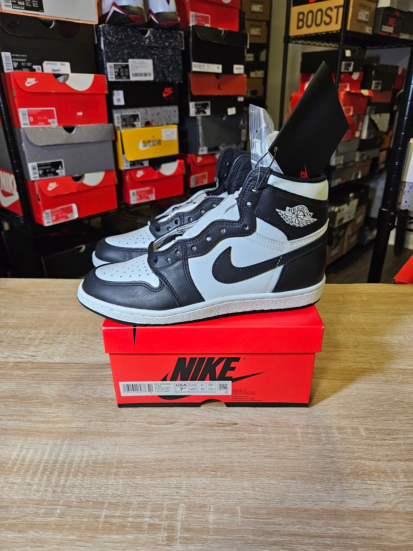 Size 7.5 - AJ 1 Retro '85 OG High Black White