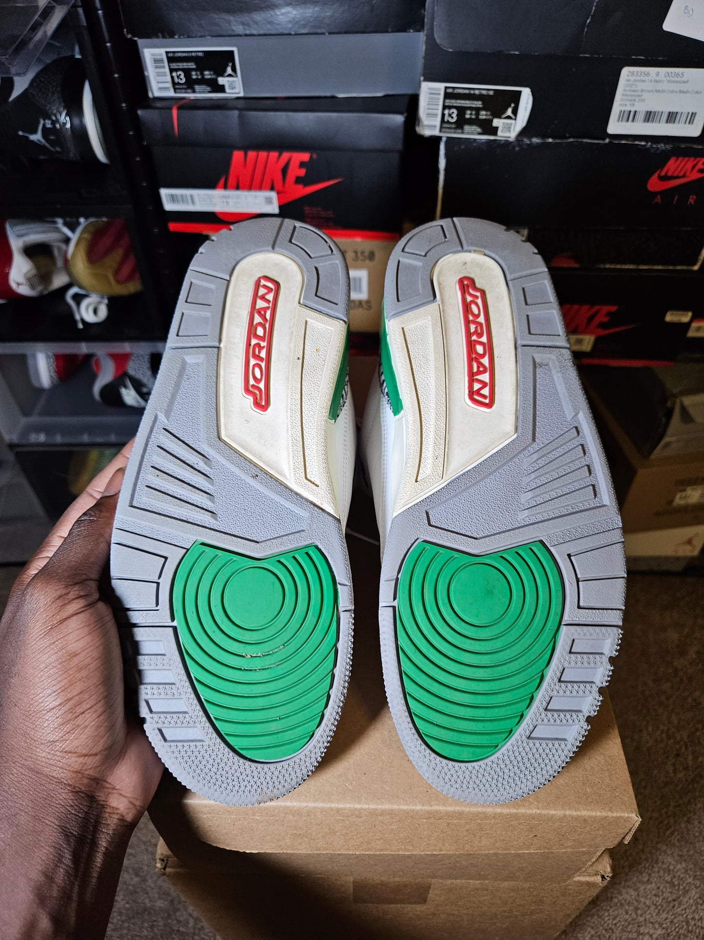 Size 10W/8.5M - Air Jordan 3 Retro Lucky Green