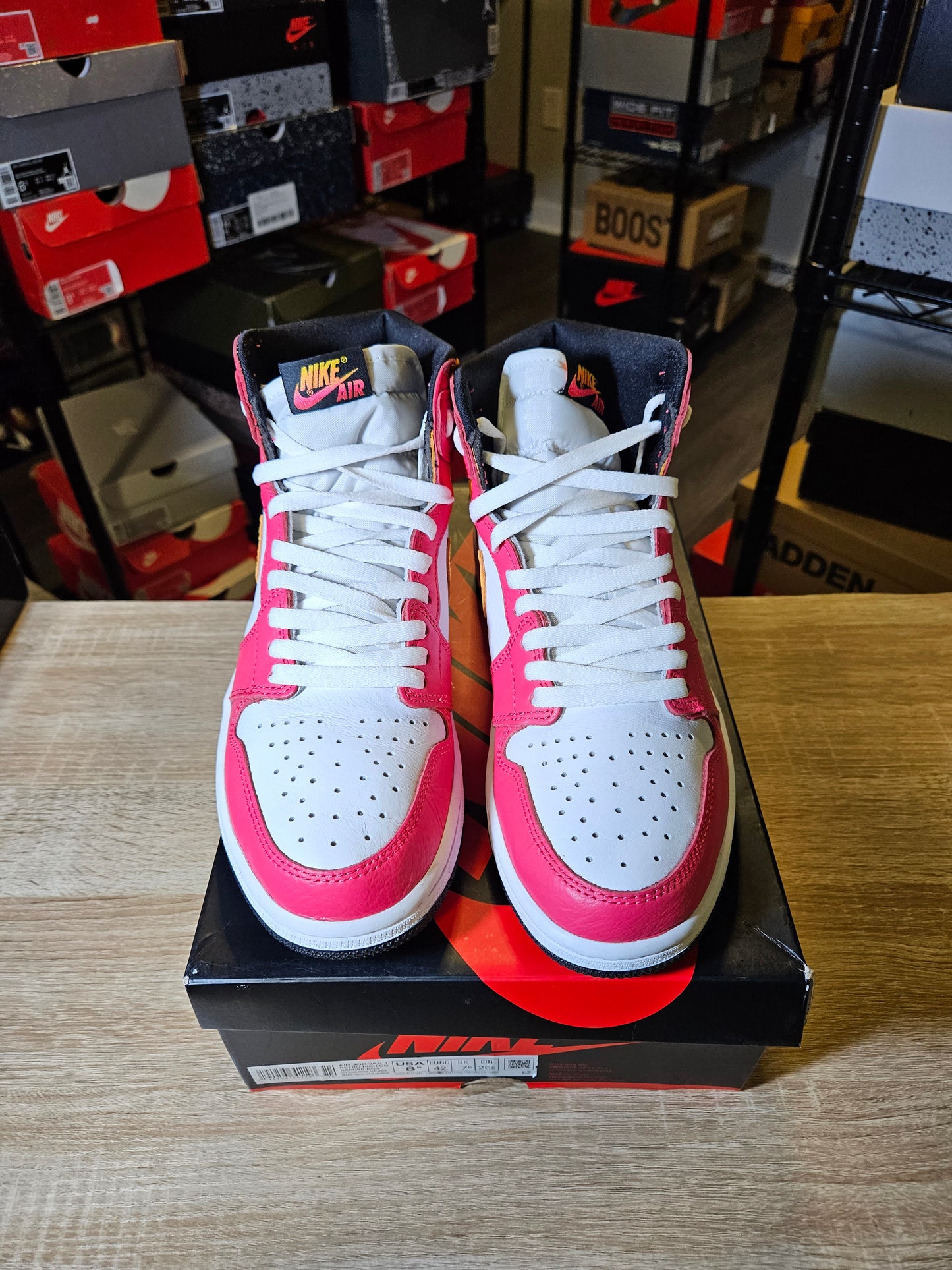 Size 8.5 - AJ 1 Retro High OG Light Fusion Red 2021