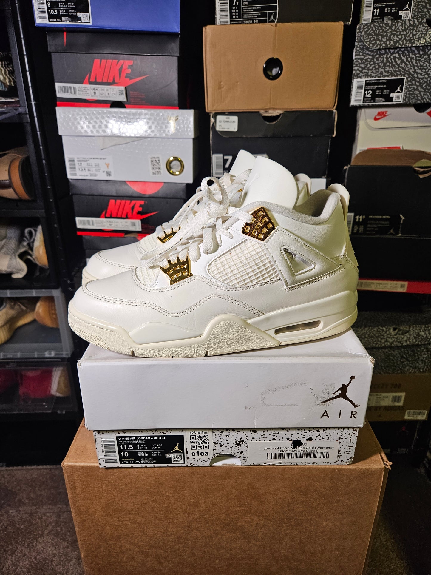 Size 11.5W/10M - Air Jordan 4 Retro Metallic Gold