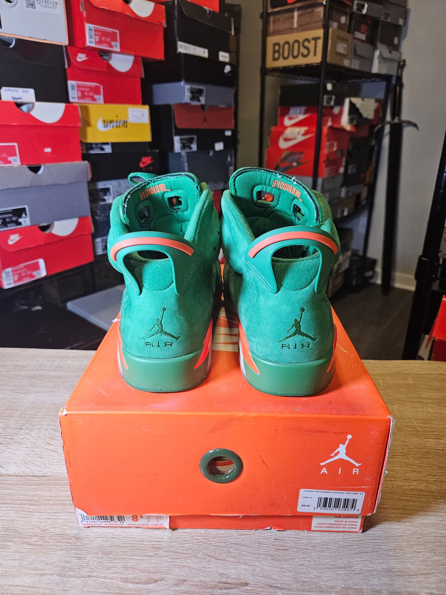 Size 8.5 - AJ 6 Retro NRG Green Suede Gatorade