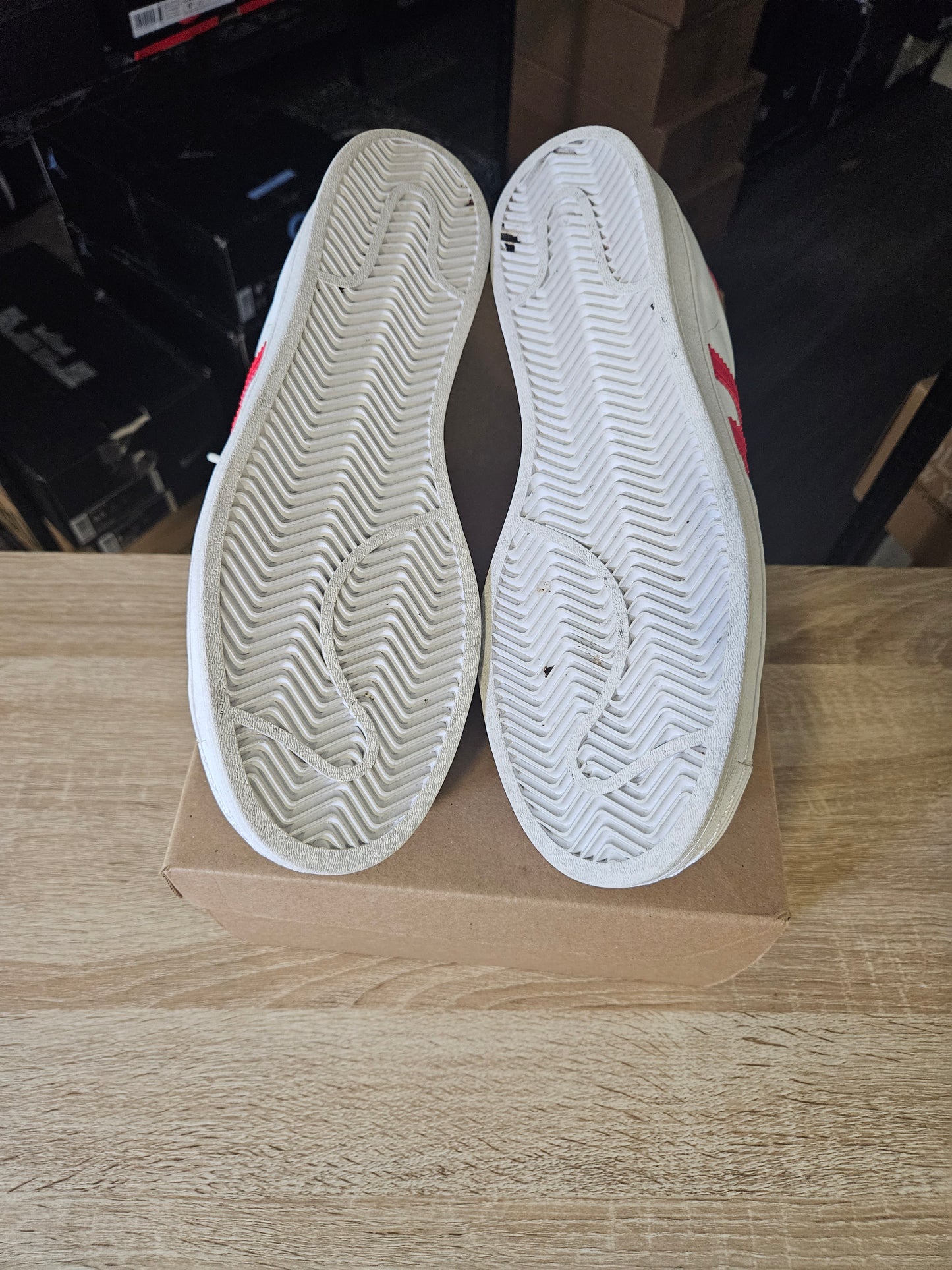 Size 9.5 - Superstar White Vivid Red