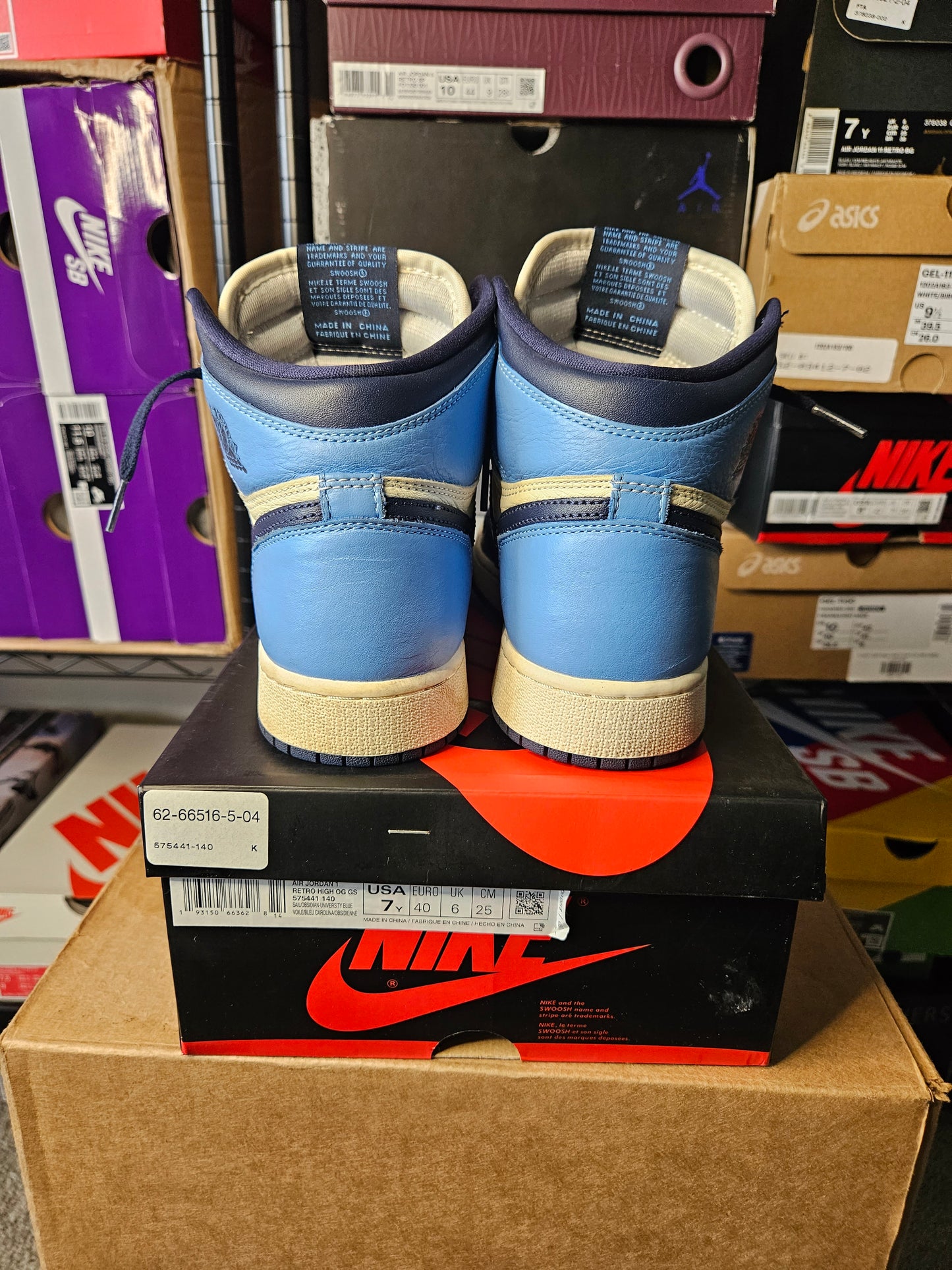 Size 7 - AJ 1 Retro OG High Obsidian UNC 2019