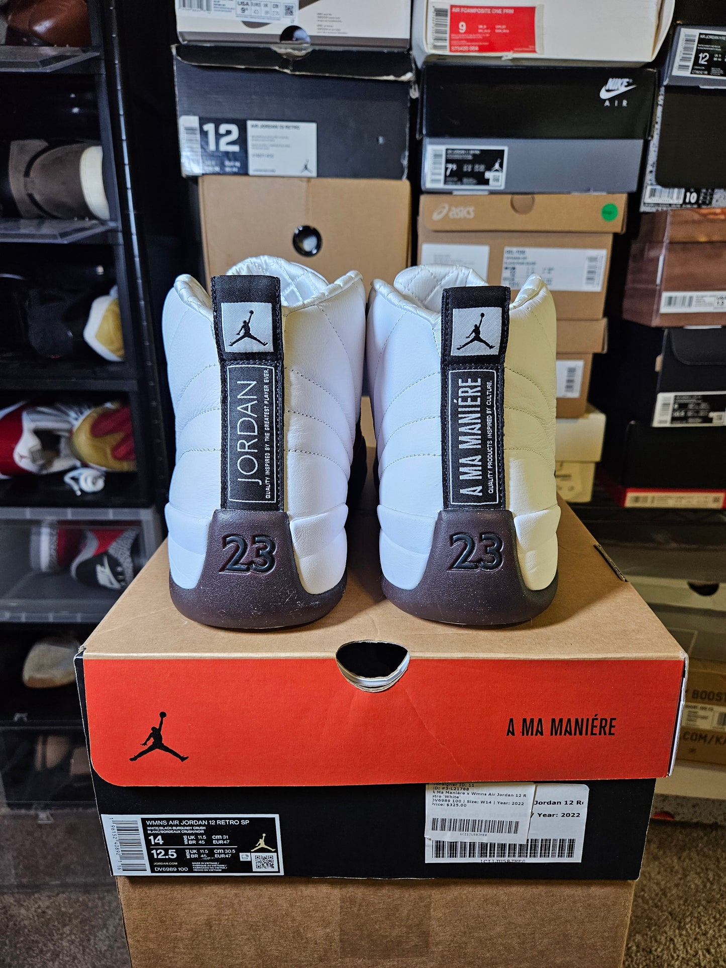 Size 14W/12.5M - AJ 12 Retro SP x A Ma Maniere Mid White