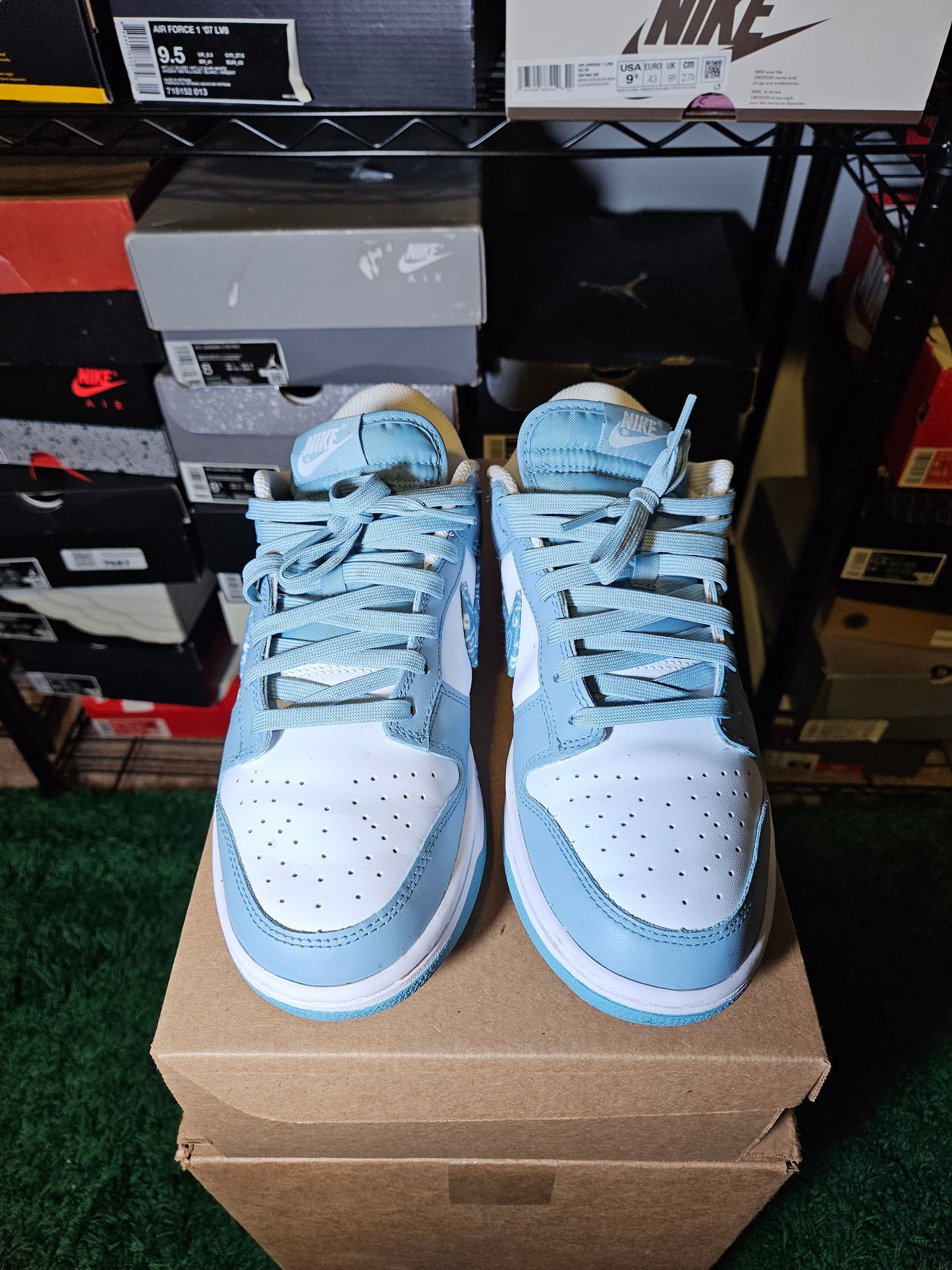 Size 10W/8.5M - Nike Dunk Low Blue Paisley