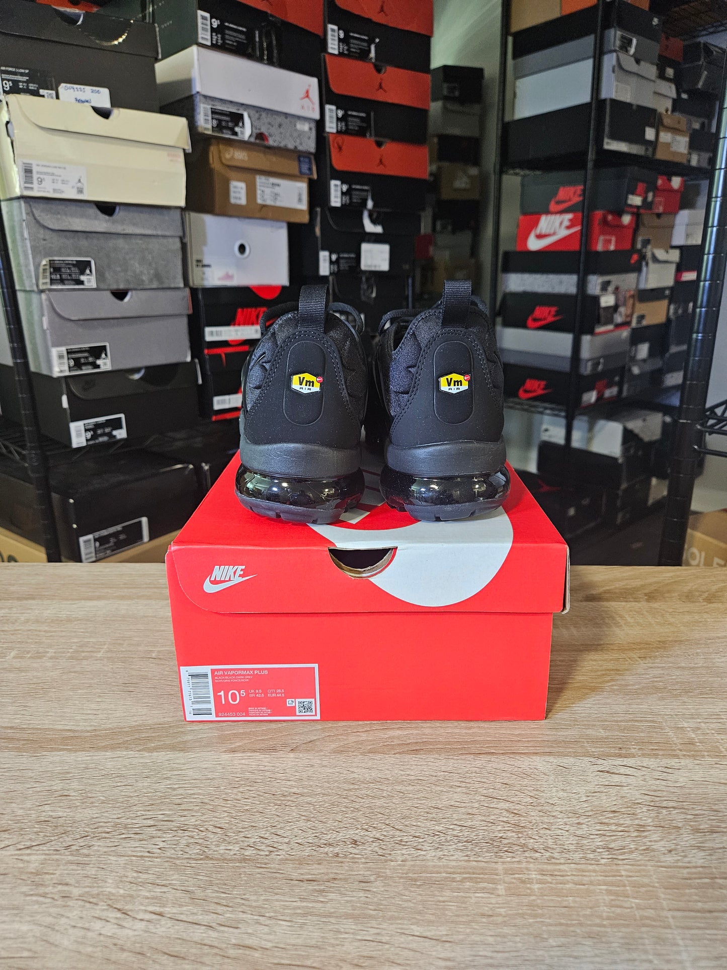 Size 10.5 - Air VaporMax Plus Low Triple Black