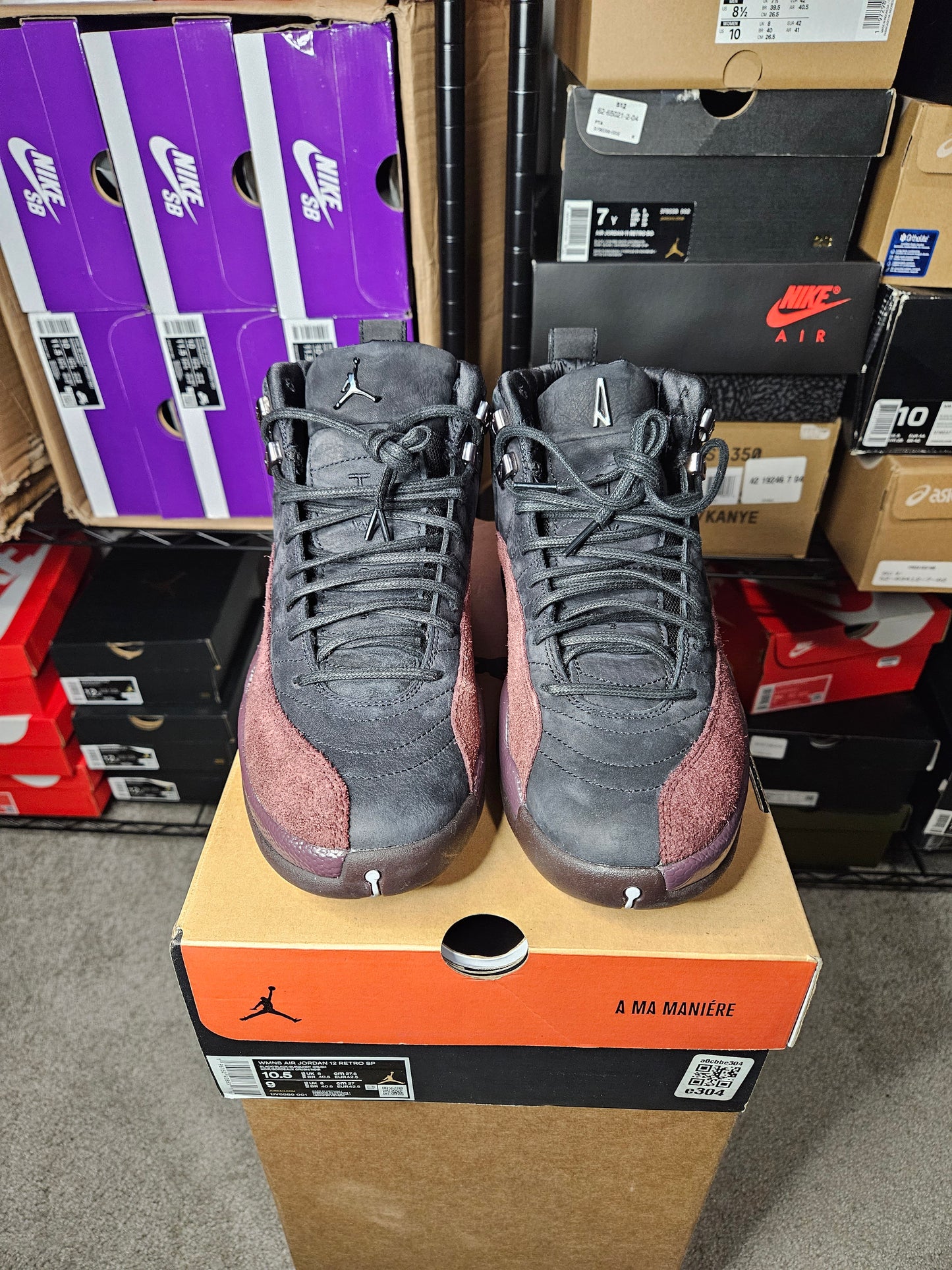 Size 10.5W/9M - AJ 12 Retro SP x A Ma Maniere Mid Black