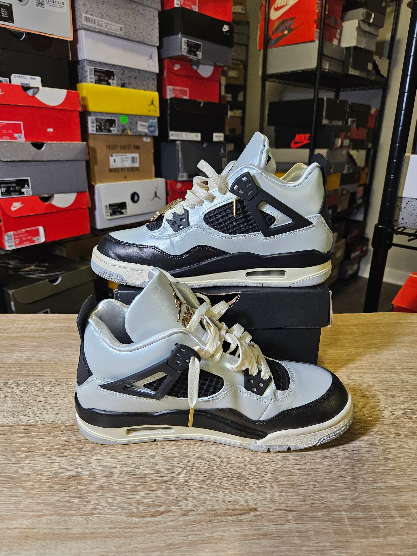 Size 7 - AJ 4 Retro Platinum Gold