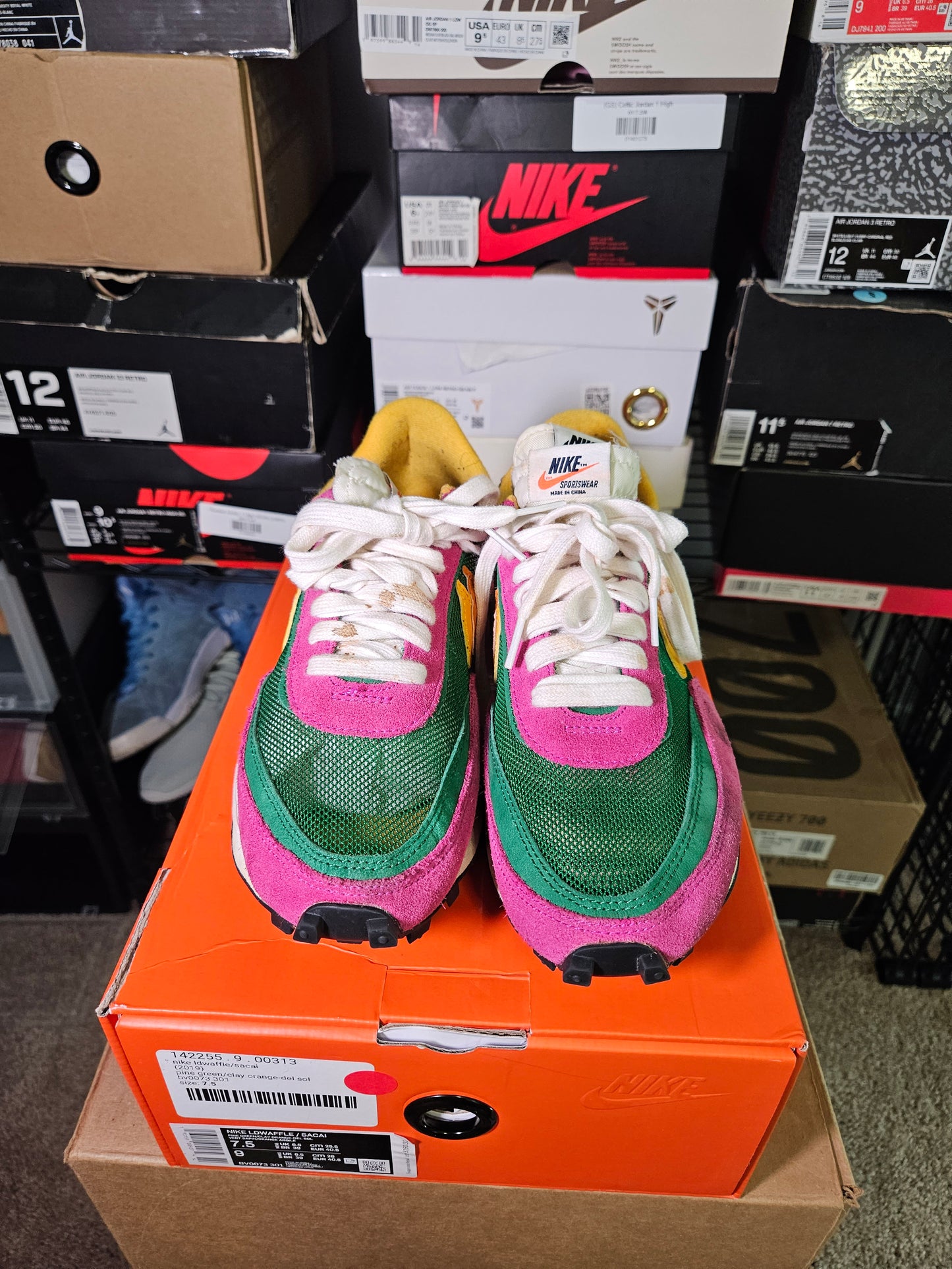 Size 7.5 - Sacai x LDWaffle Pine Green