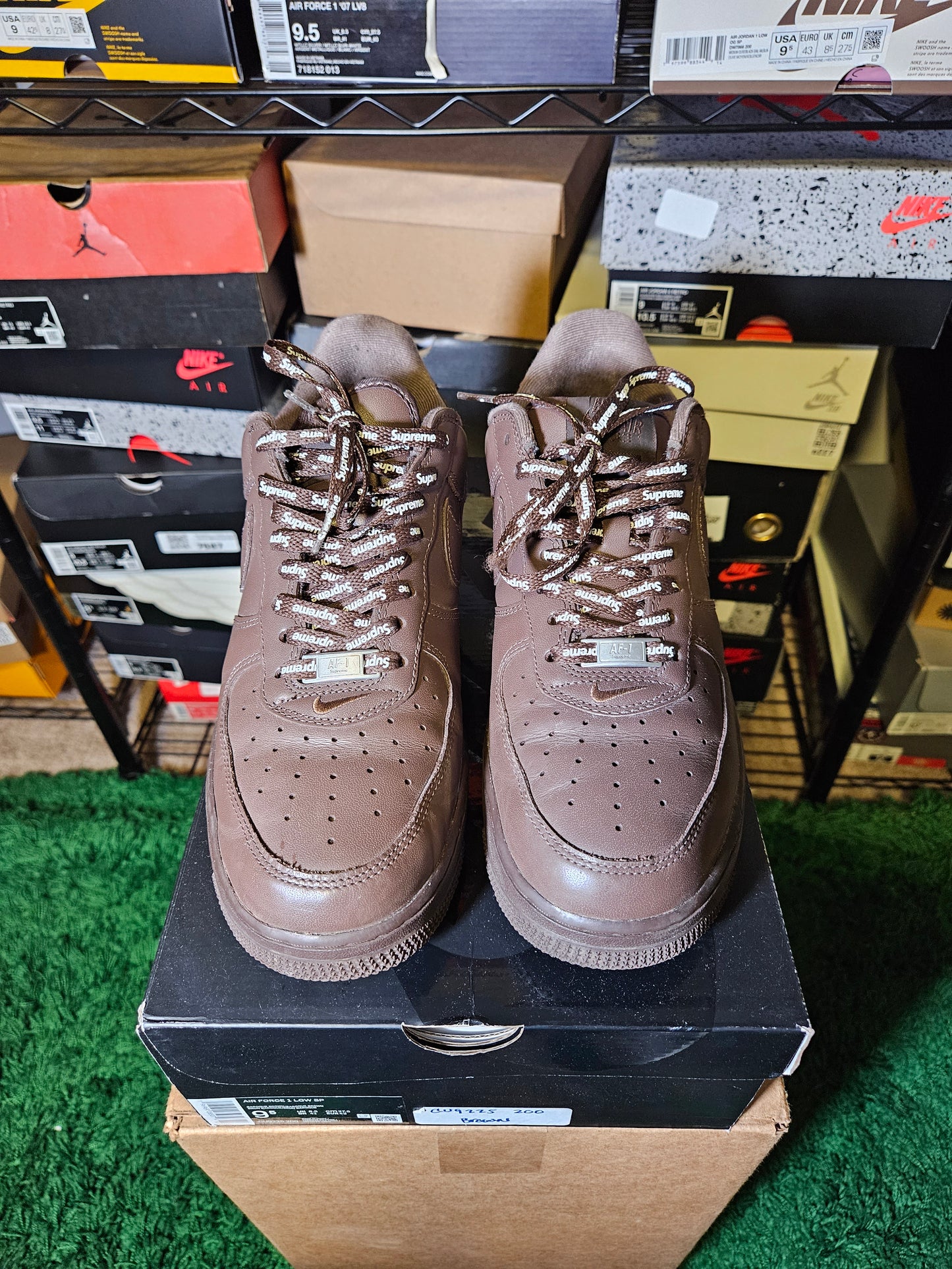 Size 9.5 - Supreme x Air Force 1 Low Box Logo - Baroque Brown