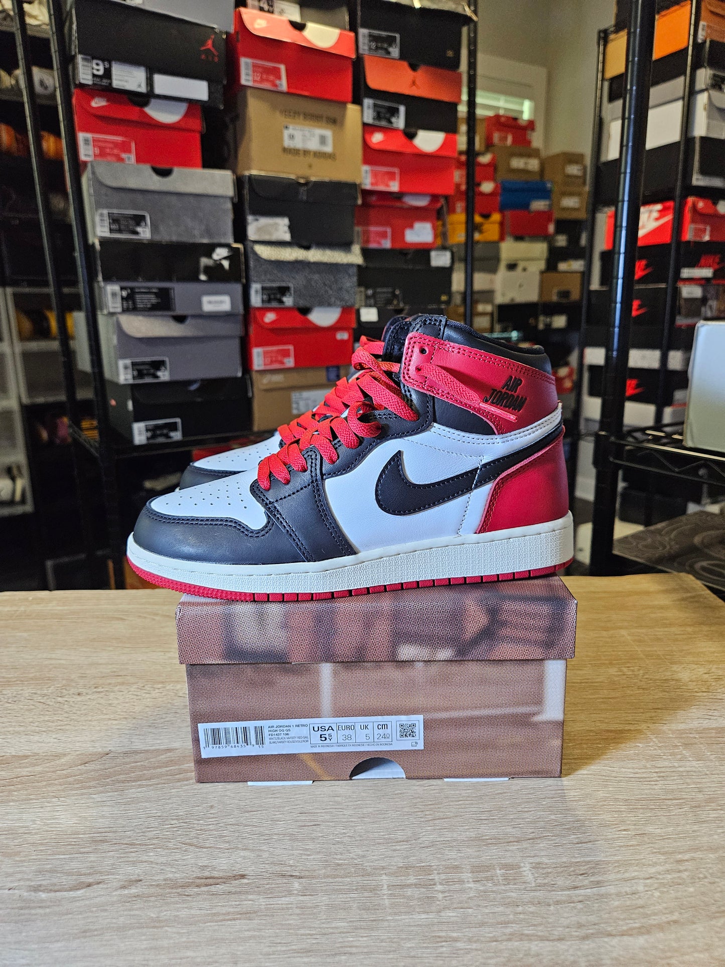 Size 5.5 - AJ 1 Retro OG High Black Toe Reimagined