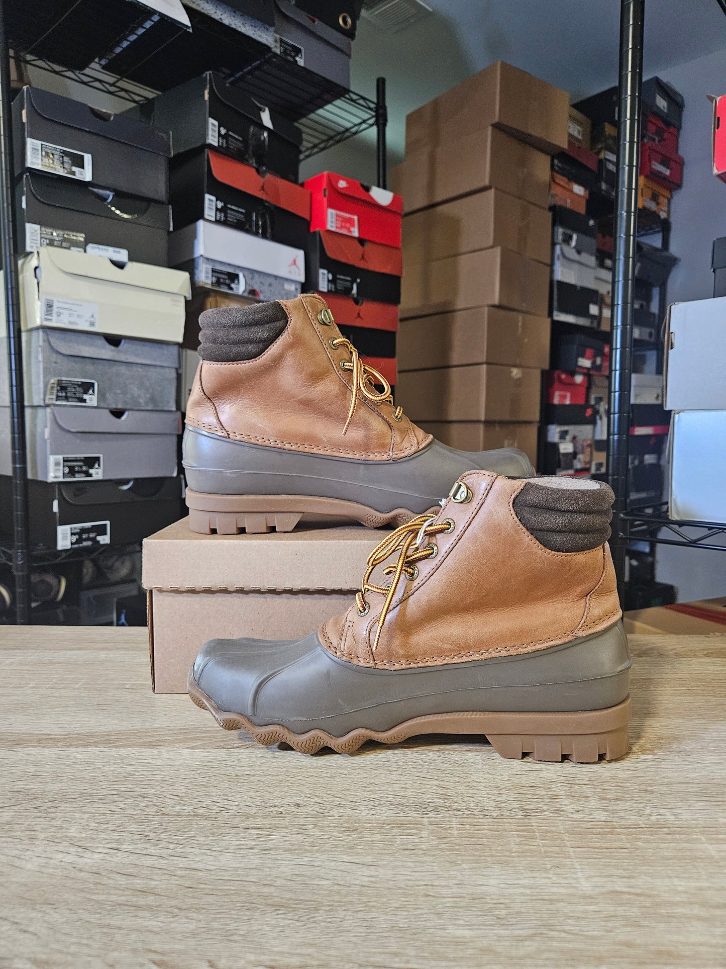 Size 10 - Sperry Top Sider Men’s Weather Duck Boots  Tan/Brown STS12126