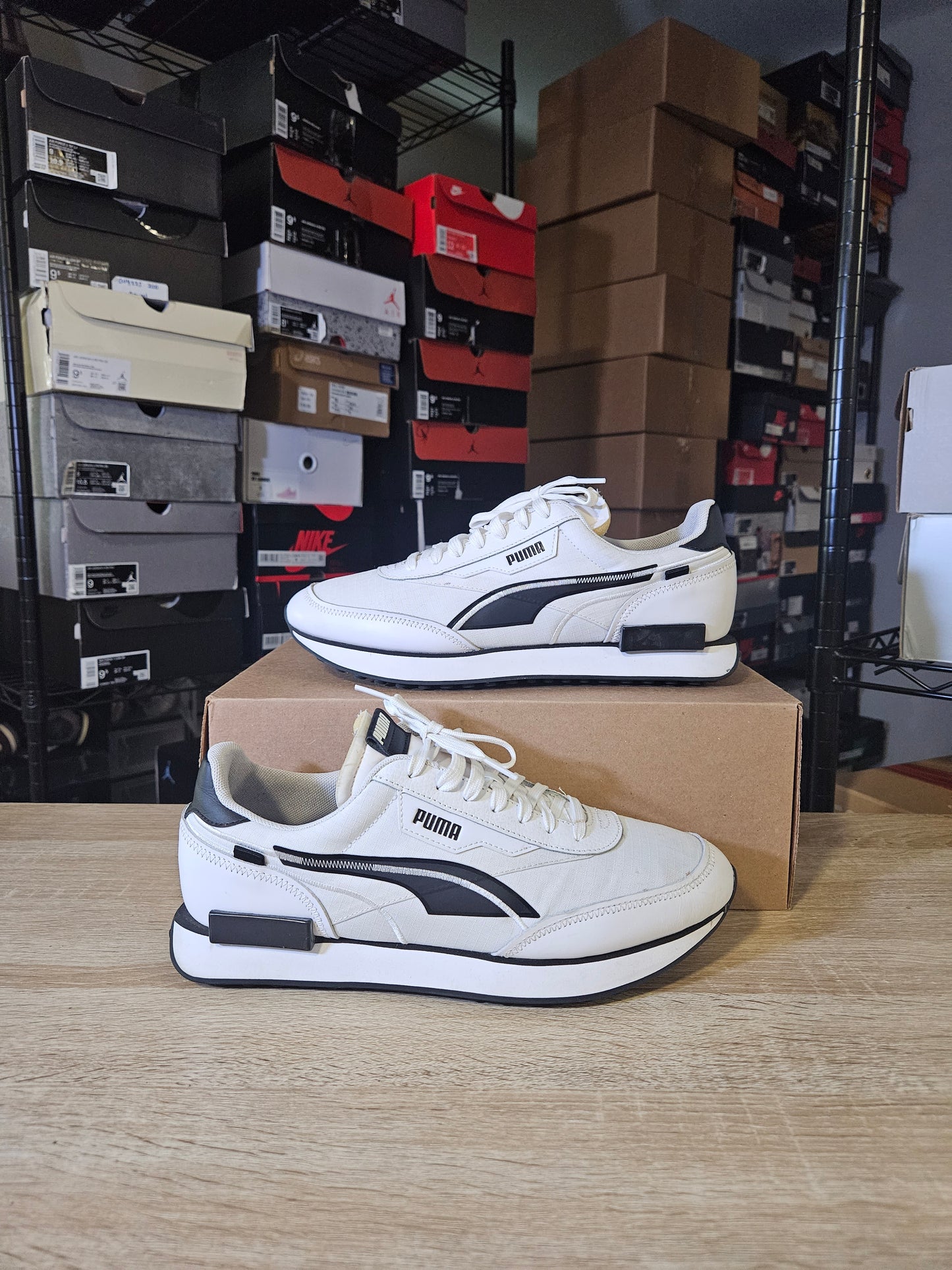 Size 9.5 - PUMA Future Rider Twofold White Black