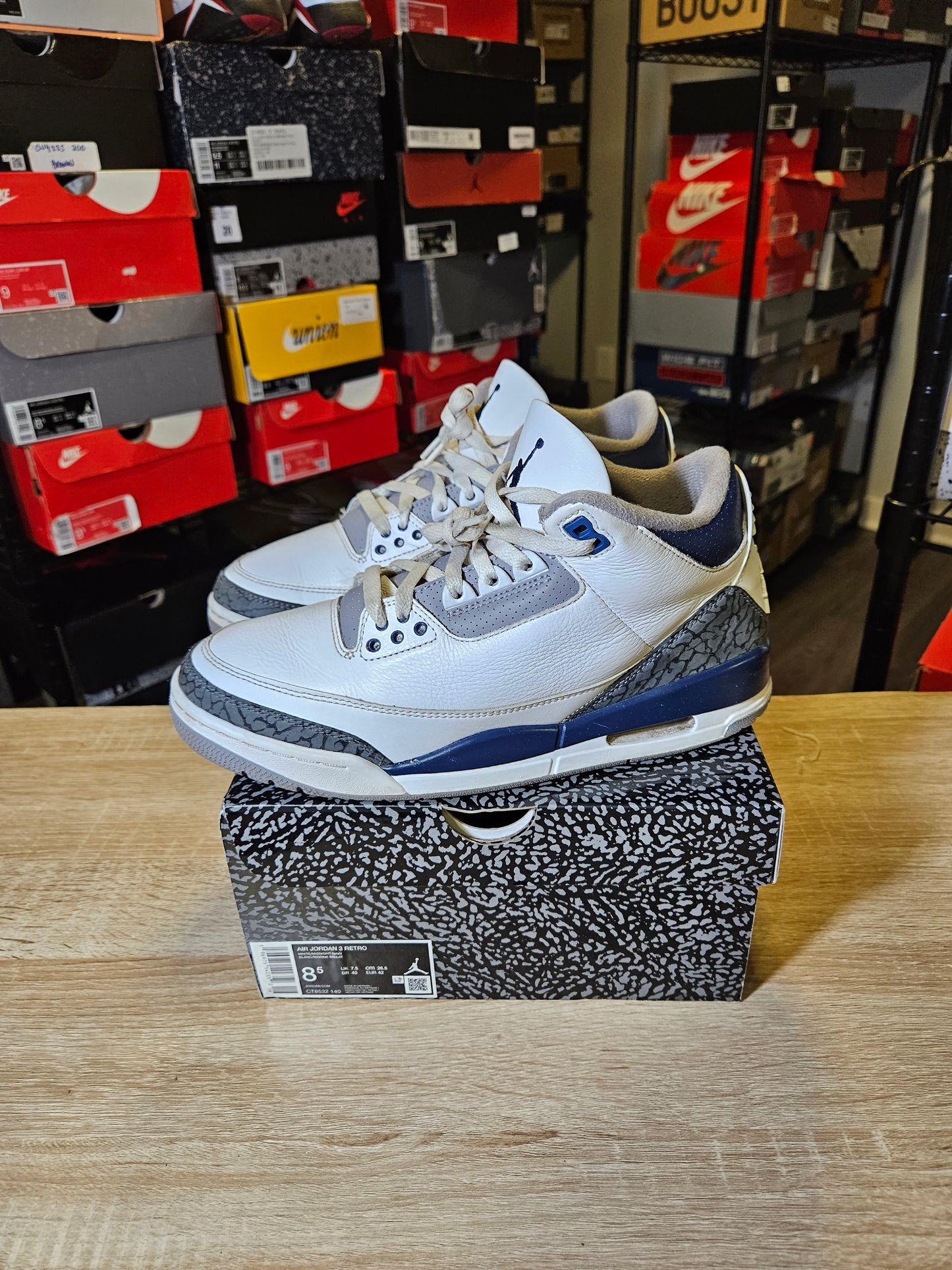 Size 8.5 - AJ 3 Retro Midnight Navy