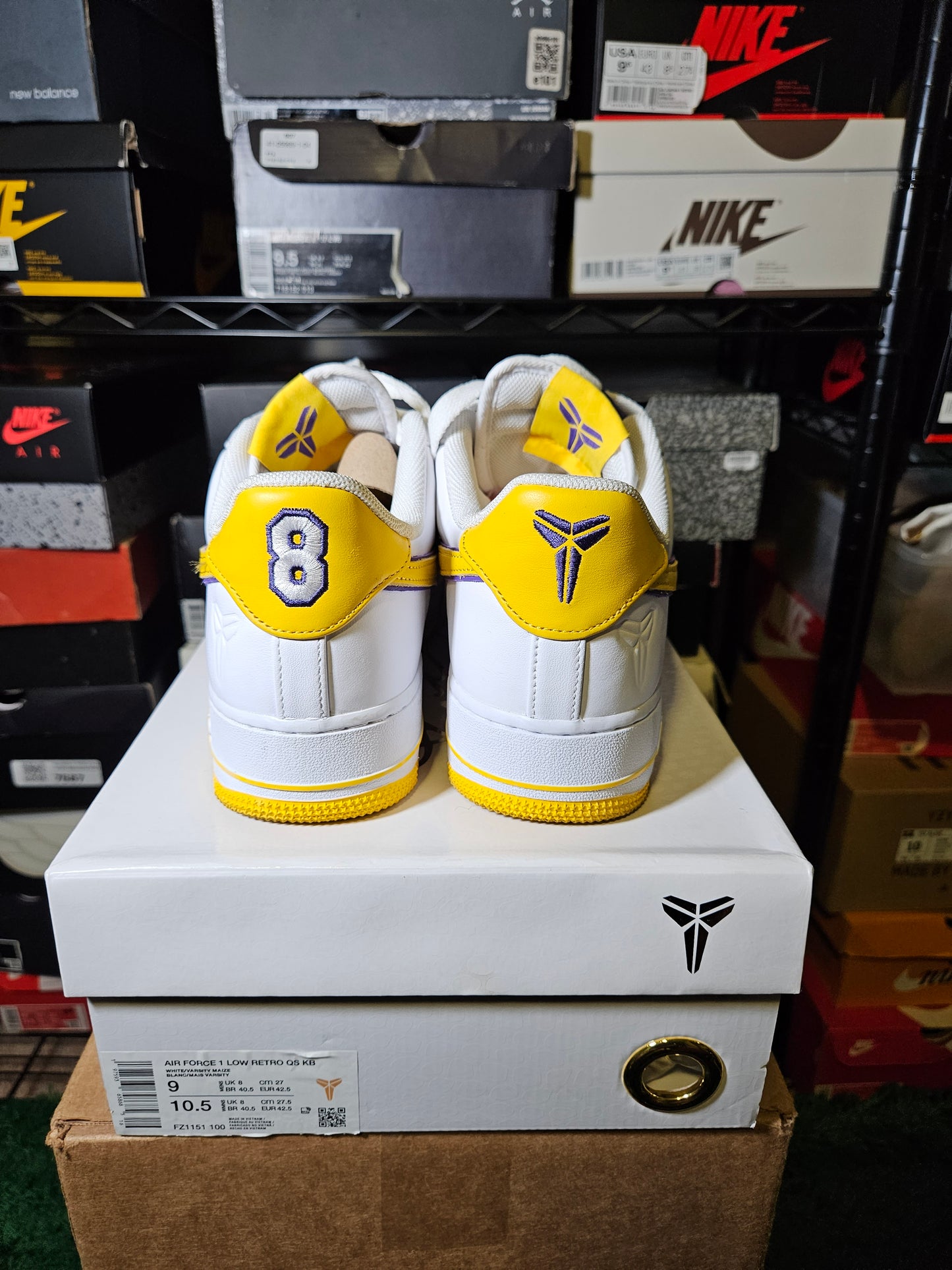 Size 9 - Kobe Bryant x Air Force 1 Retro QS Low Lakers Home