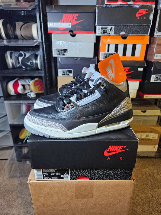 Size 7.5 - AJ 3 Retro OG 2024 Black Cement