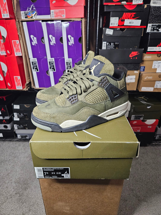 Size 7.5 - AJ 4 SE Retro Low Craft - Olive