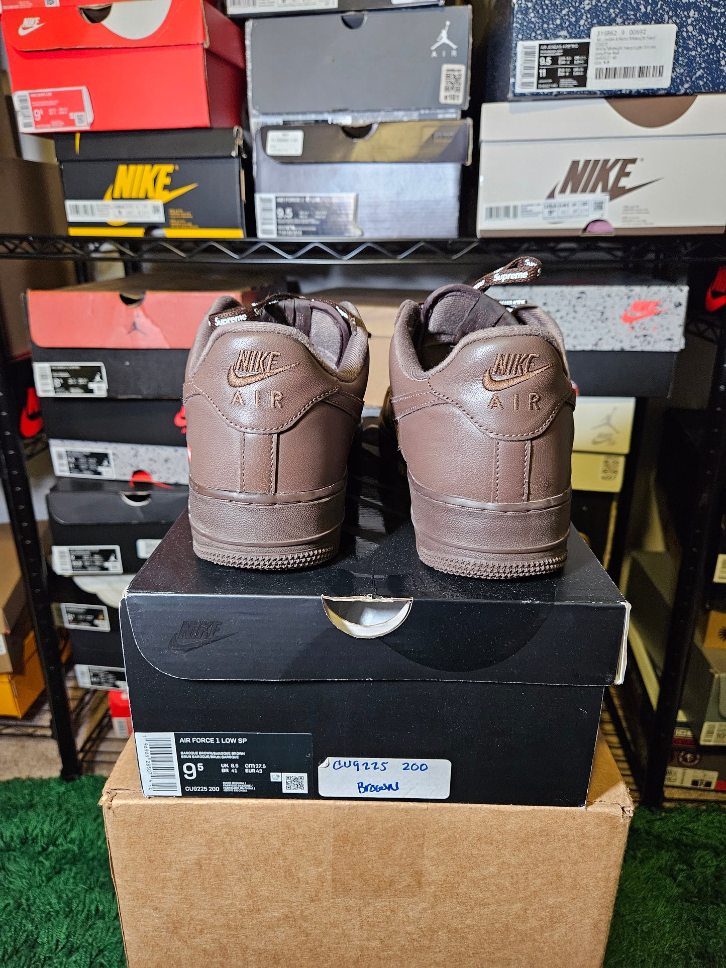 Size 9.5 - Supreme x Air Force 1 Low Box Logo - Baroque Brown