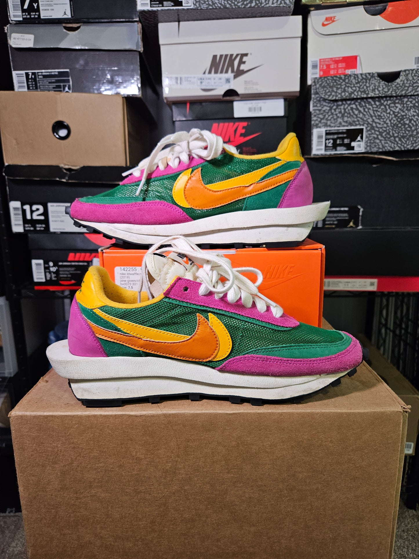 Size 7.5 - Sacai x LDWaffle Pine Green