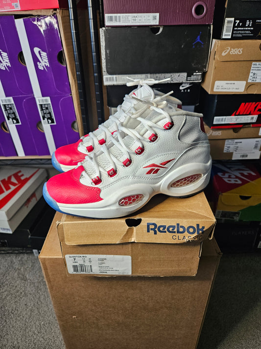 Size 7 - Reebok Question Classic White/ Pearlized Red J98948